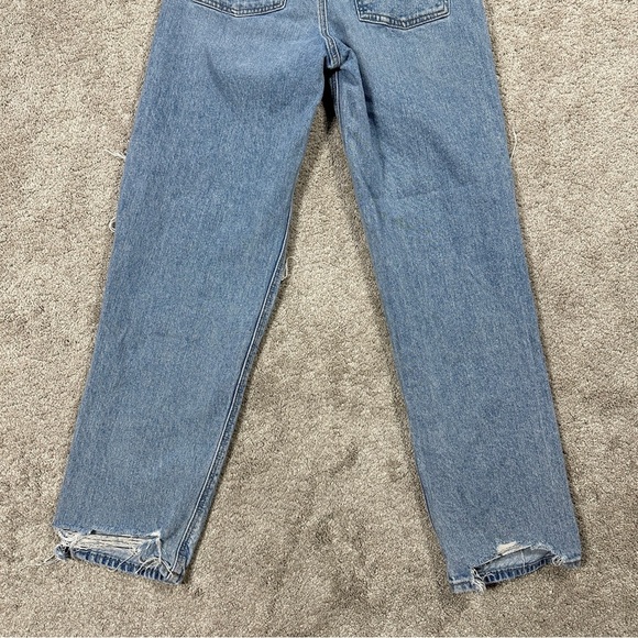 American Eagle Strigid Ripped Highest Waist Rise Baggy Straight Jeans 0 Short - Picture 8 of 15